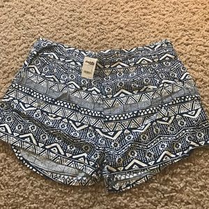 Blue and white tribal shorts