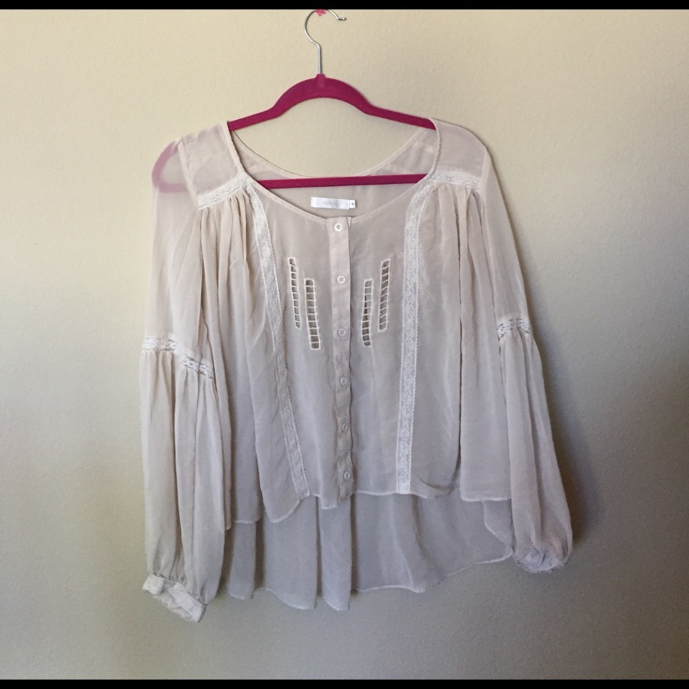 Cream sheer blouse with pretty details