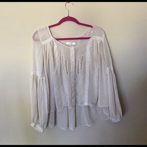 Cream sheer blouse with pretty details