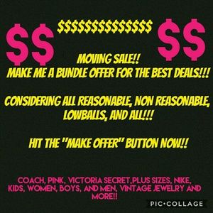 Time to SHOP!!!!! MOVING SALE!!!!