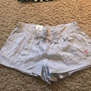 Blue and white striped shorts