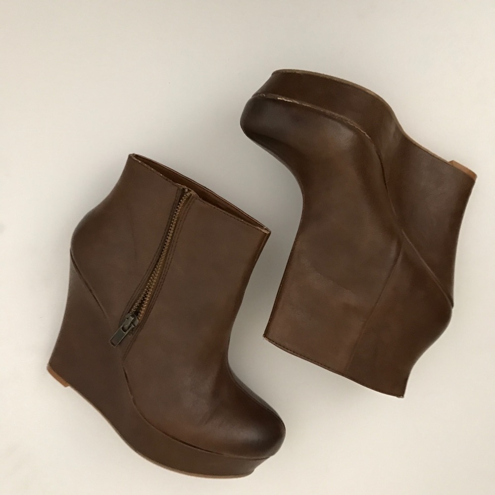 Chocolate Brown Platform Bootie with Zipper