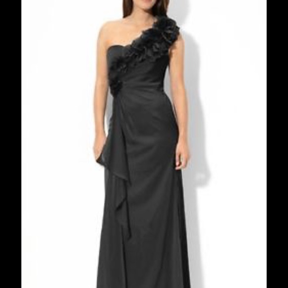 Black, one- shoulder, formal/ bridesmaid dress
