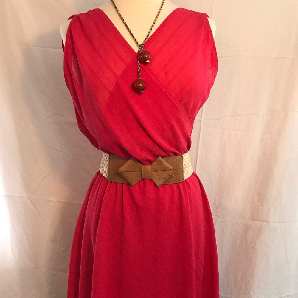 Beautiful coral-red wrap dress
