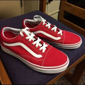 Red Vans canvas old skool lowtop