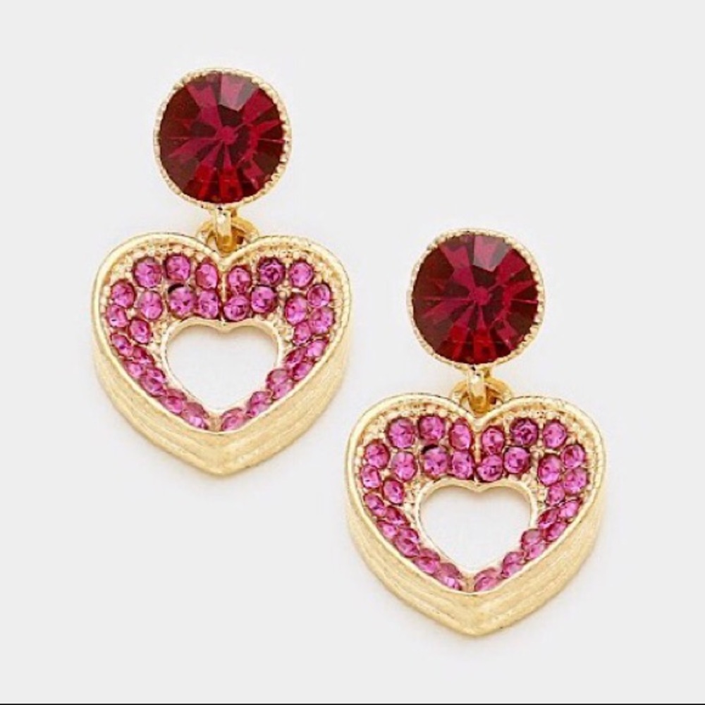 Pave heart cut out earrings