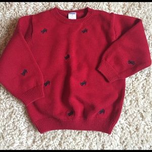 NWOT boys red sweater with navy planes