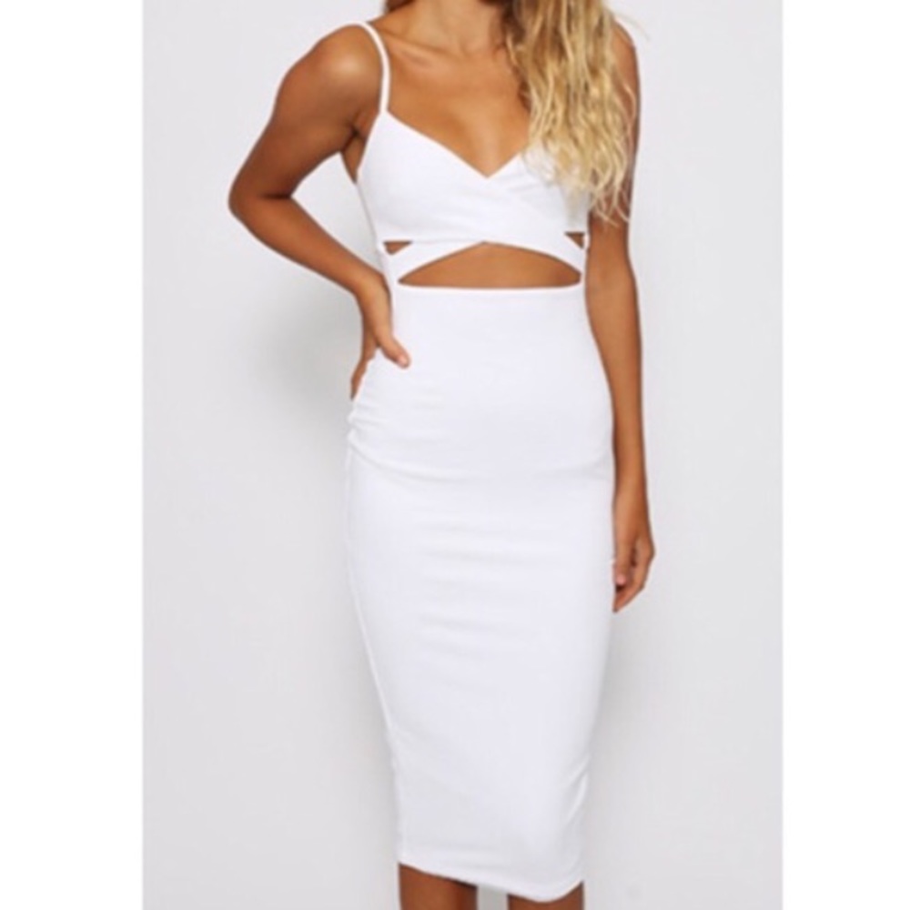 White Cut Out Dress Boutique Brand