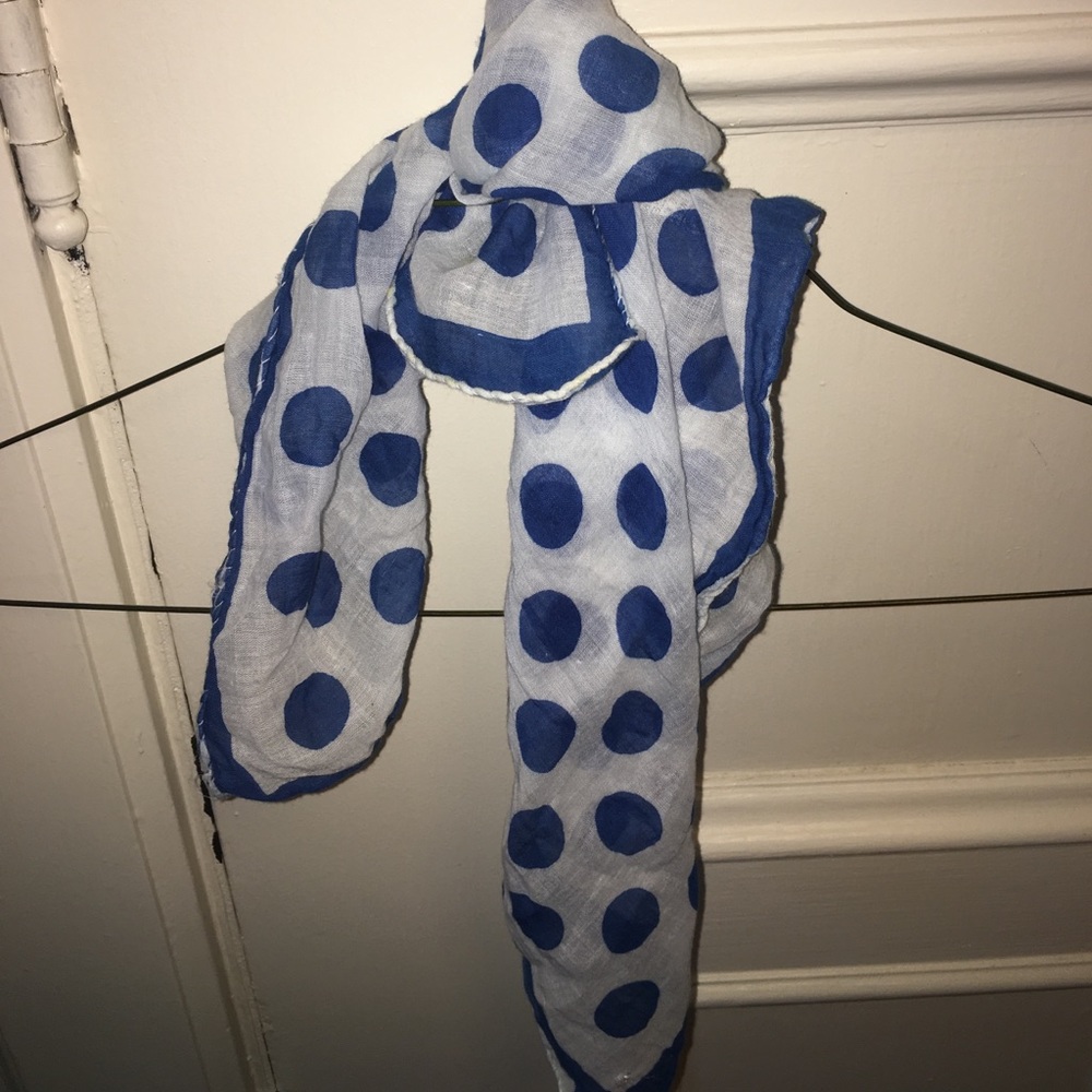 Adorable blue polka dot cotton scarf vintage - Picture 1 of 5