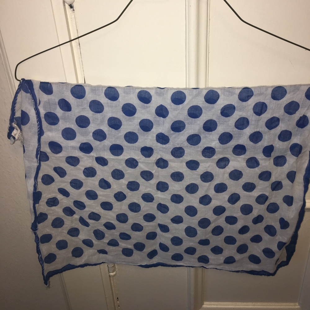 Adorable blue polka dot cotton scarf vintage - Picture 4 of 5