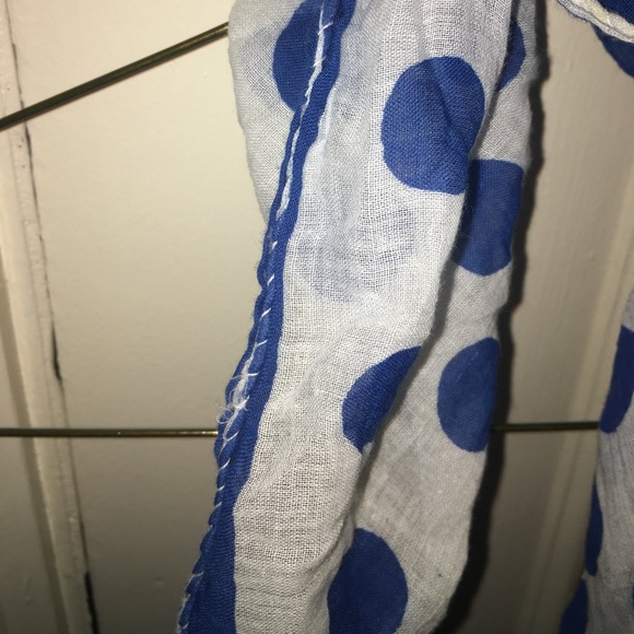 Adorable blue polka dot cotton scarf vintage - Picture 2 of 5