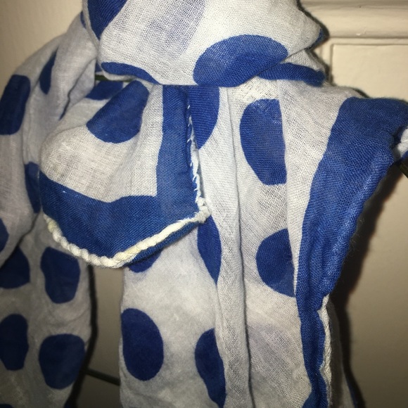 Adorable blue polka dot cotton scarf vintage - Picture 3 of 5