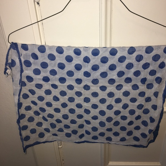 Adorable blue polka dot cotton scarf vintage - Picture 4 of 5