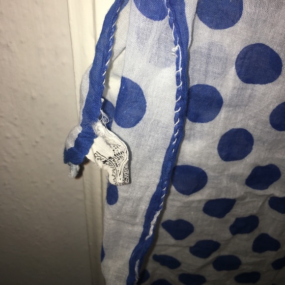 Adorable blue polka dot cotton scarf vintage - Picture 5 of 5