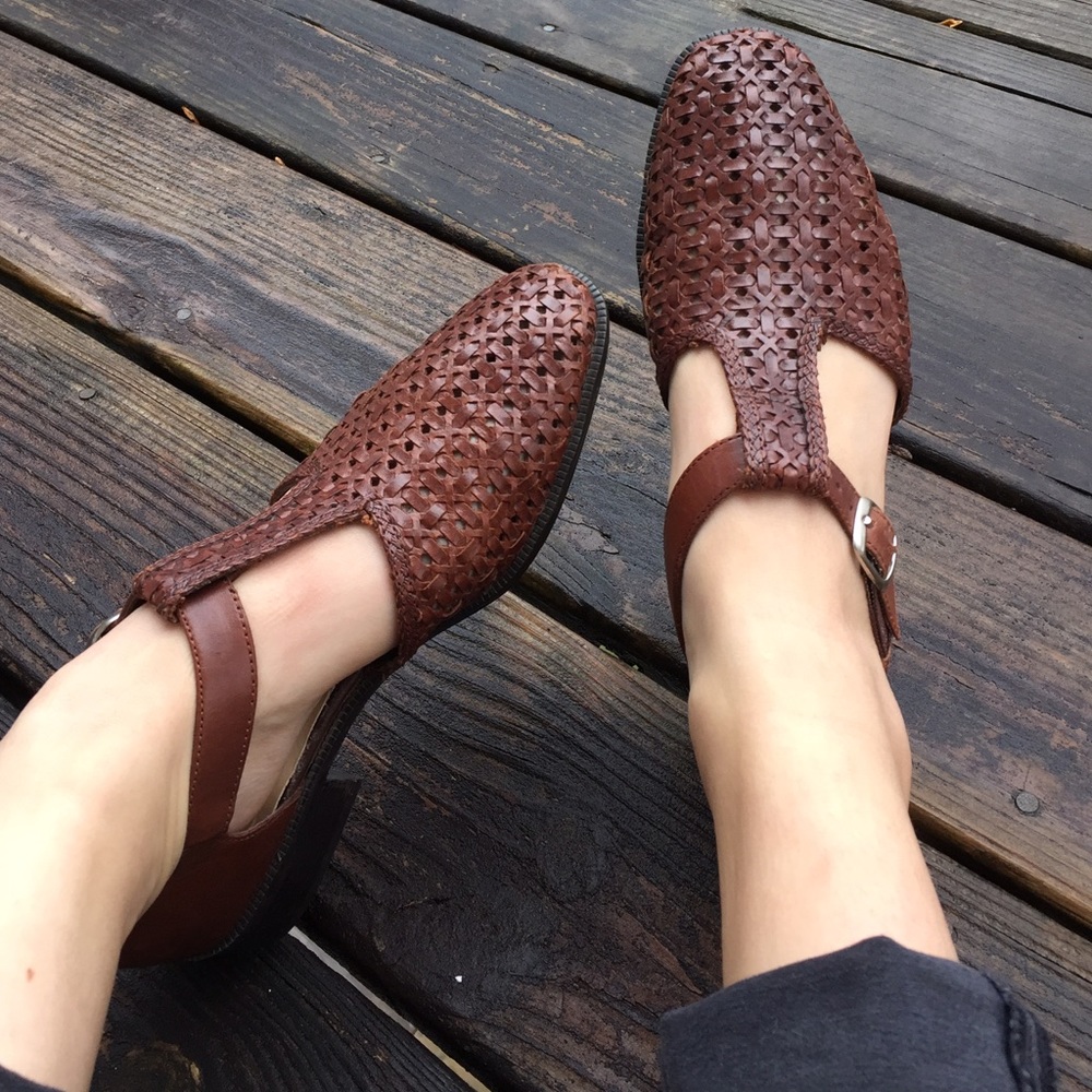 Vintage Brown leather sandals / Mary Janes 6