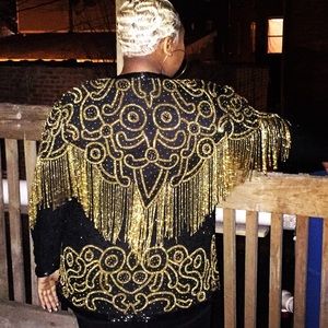 Vintage Couture Sequin Fringe Jacket