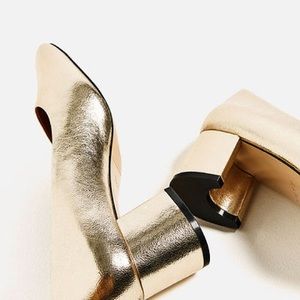 Zara Golden heel laminated shoes
