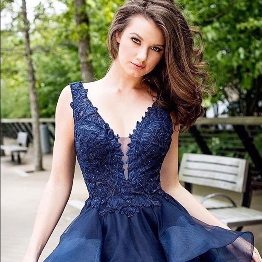 Navy blue prom dress dress - Picture 3 of 8