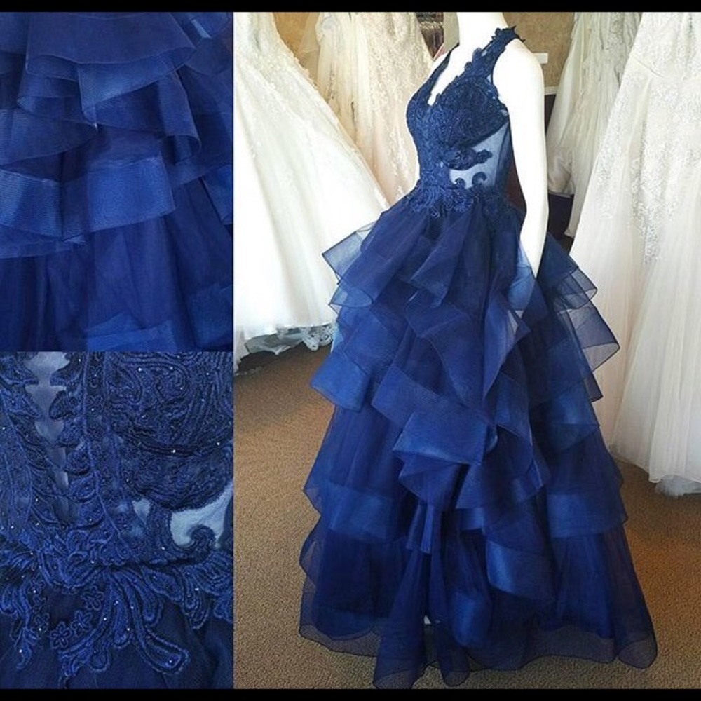 Navy blue prom dress dress - Picture 7 of 8