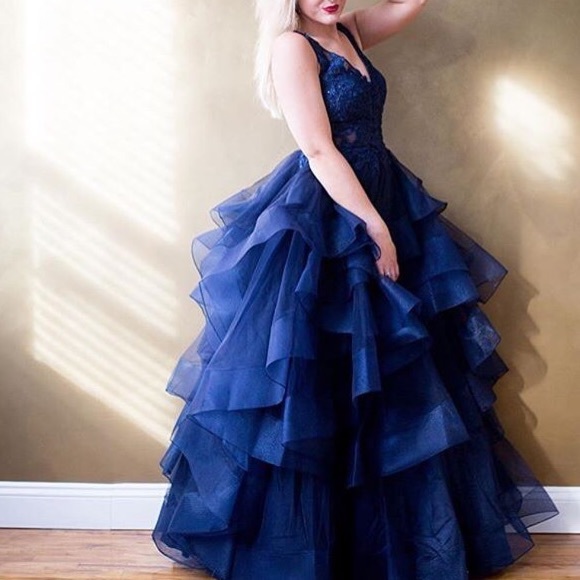 Navy blue prom dress dress - Picture 2 of 8