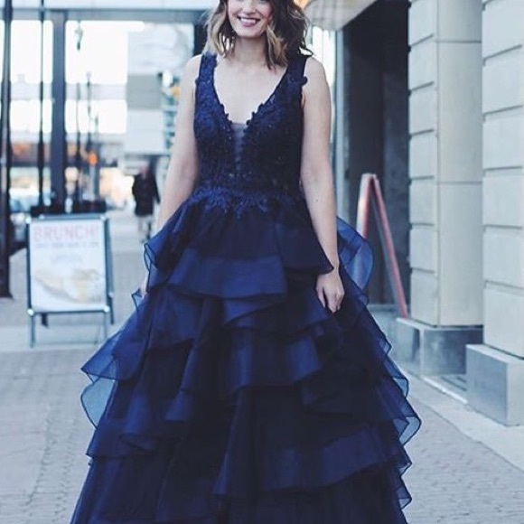 Navy blue prom dress dress - Picture 4 of 8