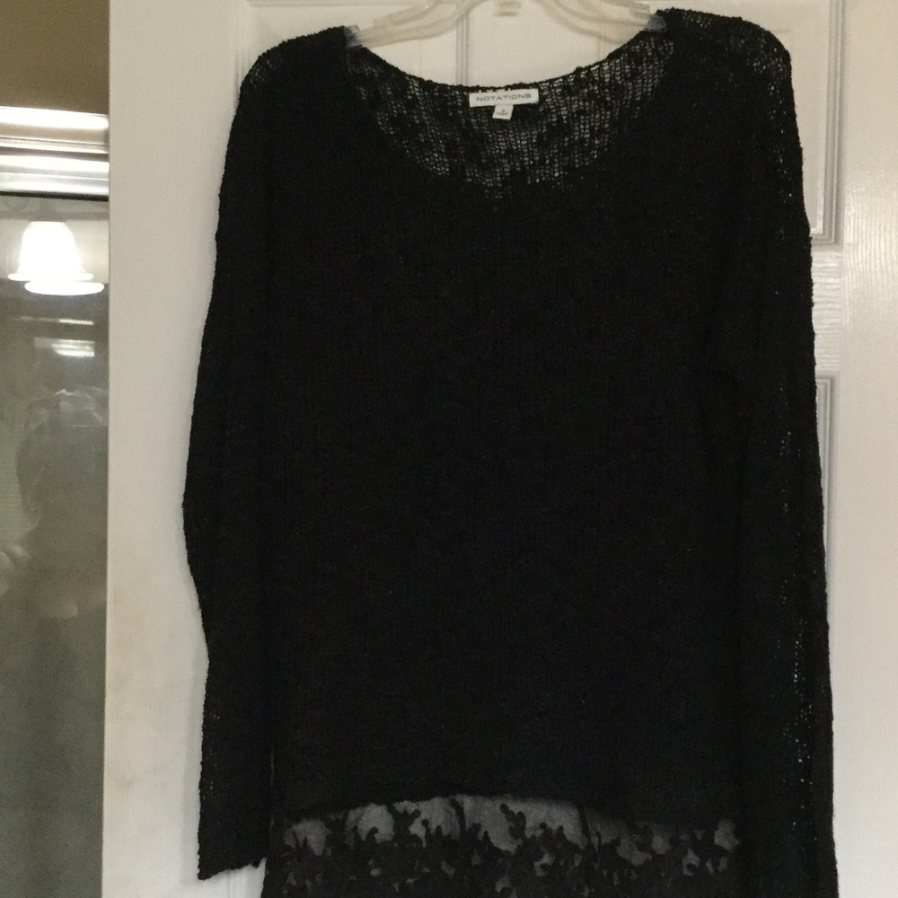 Sheer Sweater with Lace Bottom