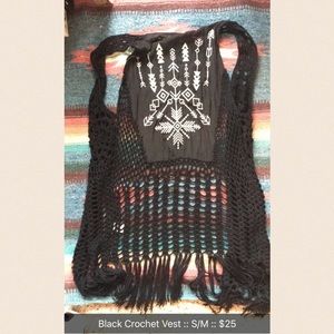 Black Crochet Vest