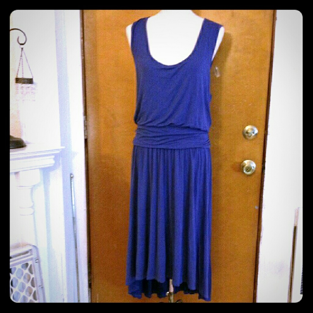 Blue High-Low soft stretchy Dress