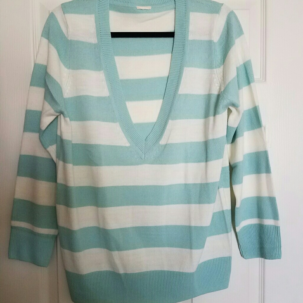 Brand new! Creamy blue/white stripes sweater