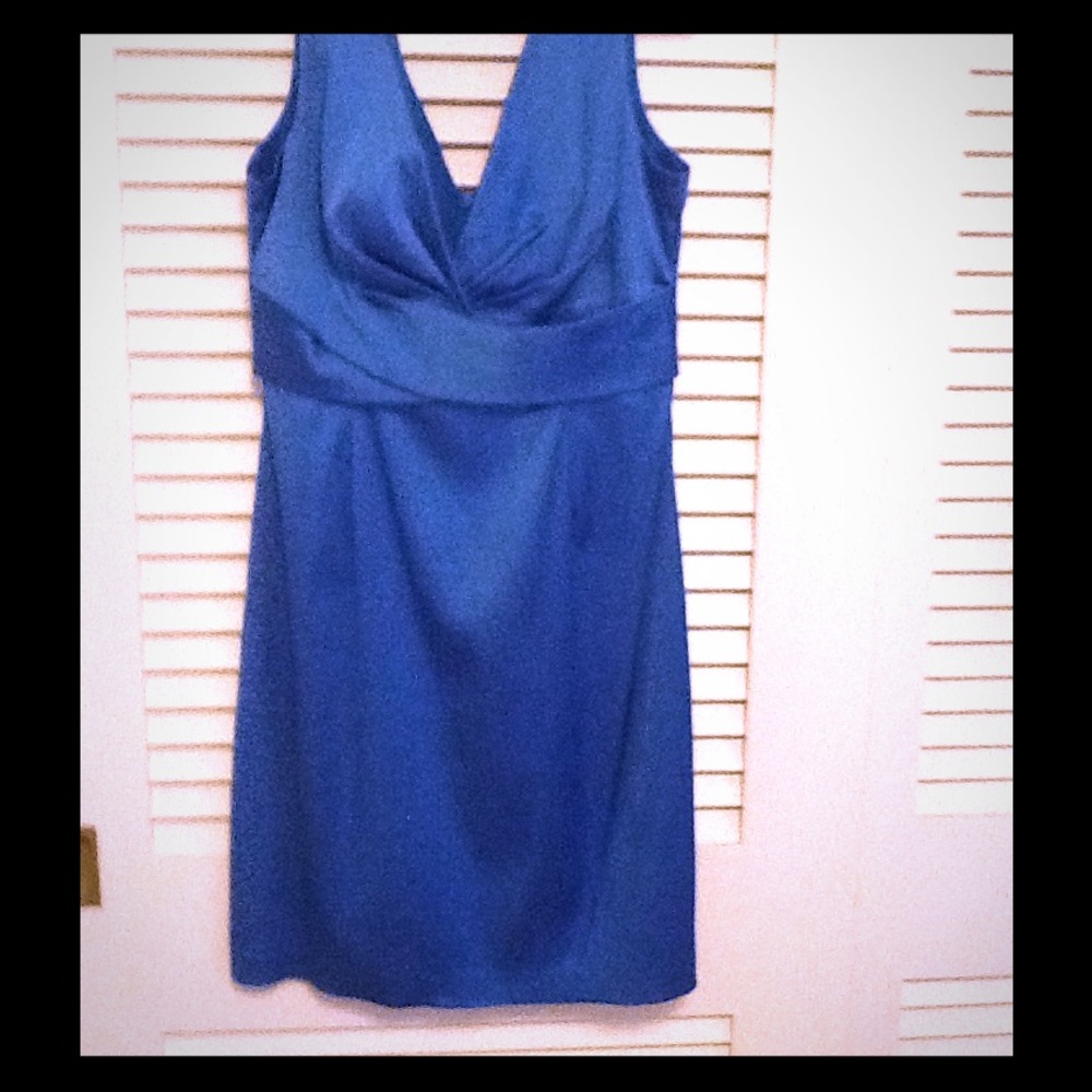 Blue satin cocktail dress