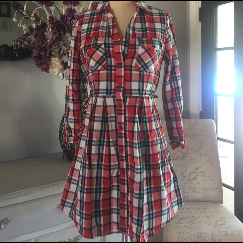 Flannel shirt dress