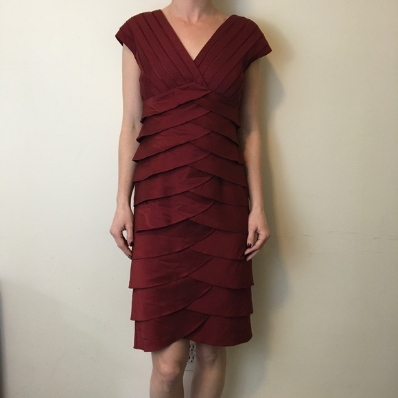 Adrianna Papell Dresses & Skirts - Adrianna Papell Burgundy Tiered Bodycon Dress