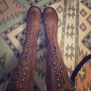 Brown combat boots