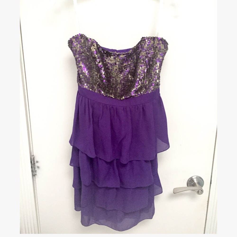 Shoshanna Strapless Cocktail Dress- Purple&Sequin
