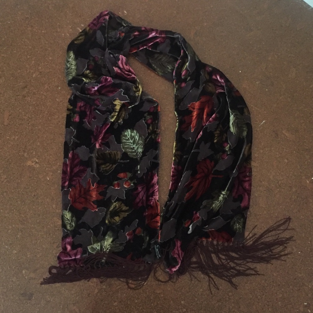 Beautiful fringed silk and rayon scarf