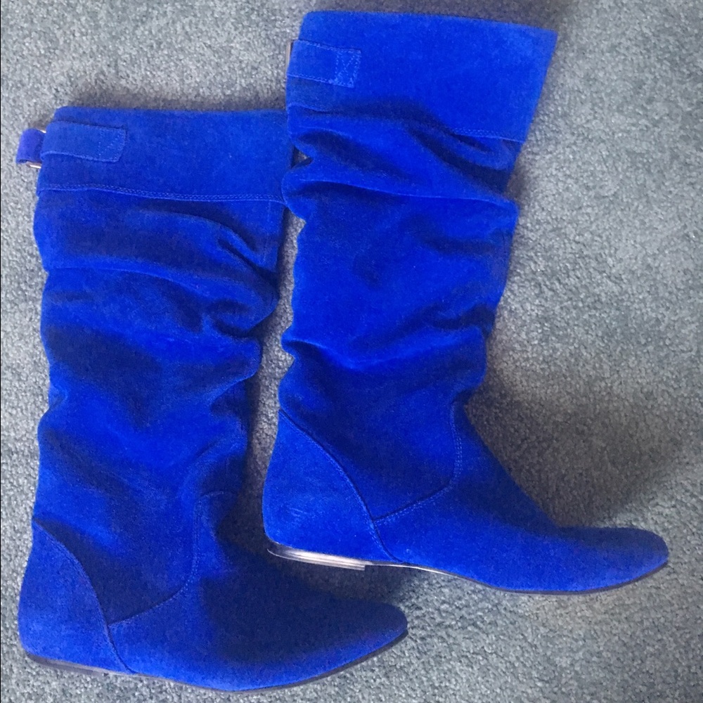Cobalt Blue Suede Slouchy Boots