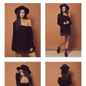 NWT for love and lemons Simone wide neck sweater