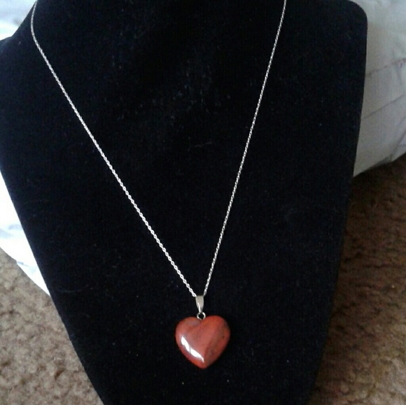 New *HC Natural Red Jasper Heart Solid 925S 18"Nk - Picture 3 of 4