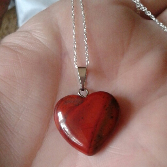 New *HC Natural Red Jasper Heart Solid 925S 18"Nk - Picture 4 of 4