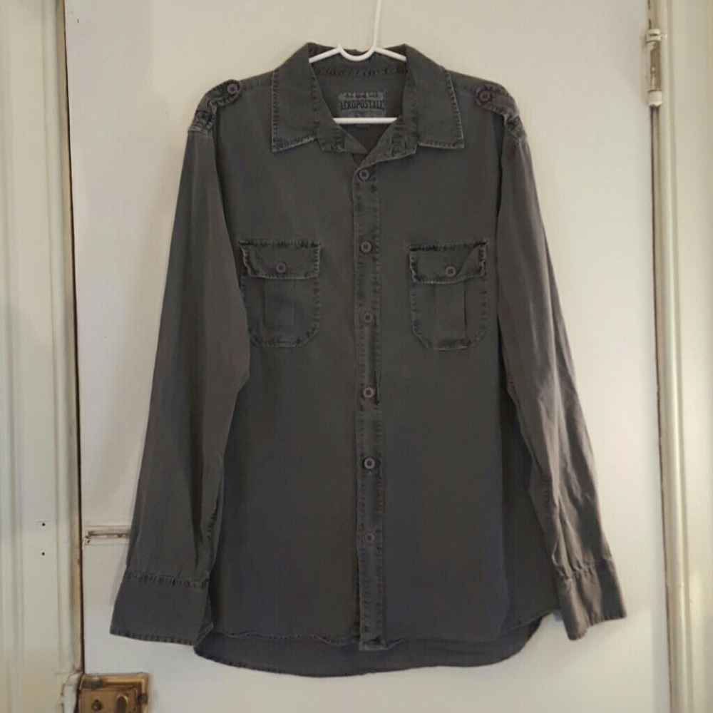 Mens Aeropostale L/S green fatigue shirt
