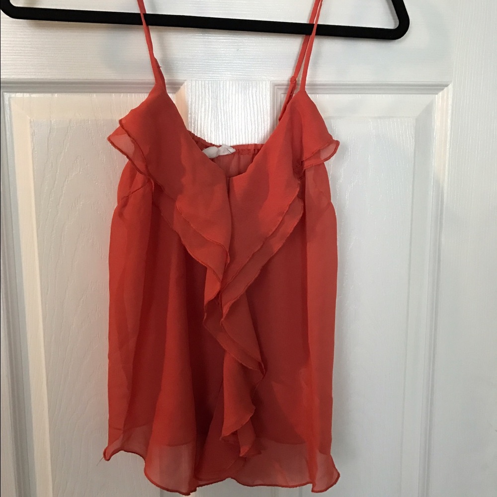 Cute coral orange ruffle tank