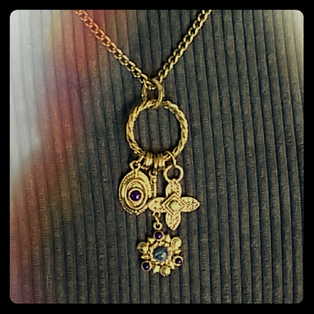 Dangle Charm Necklace Silver & Blue