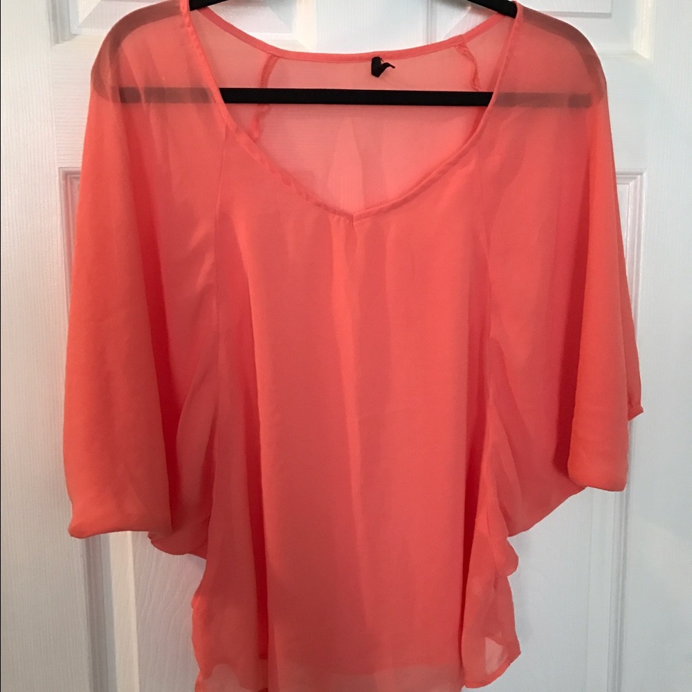 Sheer coral dolman top