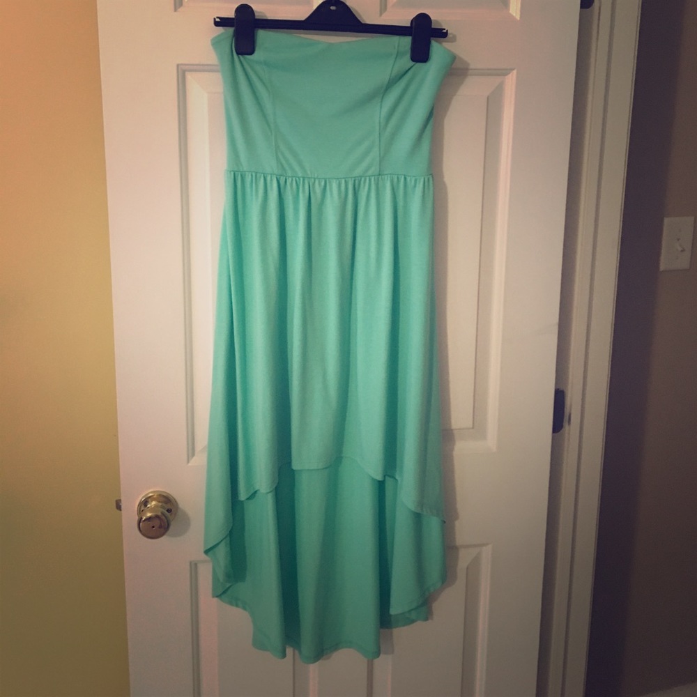 Turquoise high-low sundress