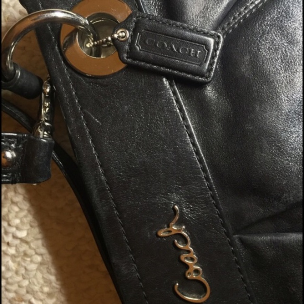 Coach black leather messenger bag