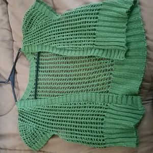 Crocheted green shrug