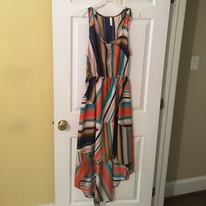 Multi-colored high-low dress