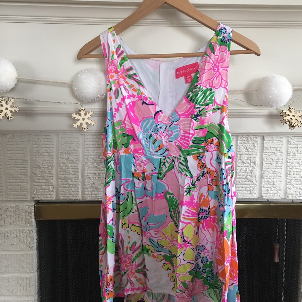 Floral deep v tank