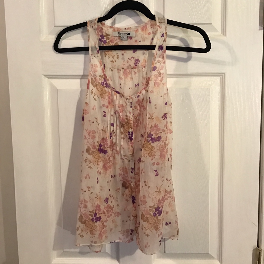 Pink floral sheer forever 21 top