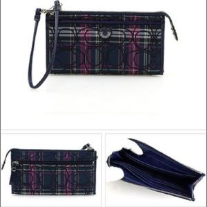 Used Signature Coach Tartan Zip Wristlet.